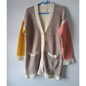 Moth anthropologie womens small Sweater cardigan alpaca Brown Colorblock